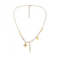 Titanstahl Halskette, mit Verlängerungskettchen von 5cm, Acht Point Star, Modeschmuck & einstellbar & für Frau, goldfarben, Länge:41 cm, verkauft von PC