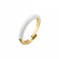 Ring Finger mosiądz, Platerowane w kolorze złota, Regulowane & dla kobiety & emalia, dostępnych więcej kolorów, sprzedane przez PC