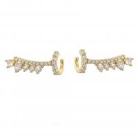Fashion Earring Cuff and Wraps Brass plated micro pave cubic zirconia & for woman 20mm Sold By Pair
