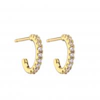 Cubic Zirconia Micro Pave Brass Earring gold color plated micro pave cubic zirconia & for woman 9.50mm Sold By Pair