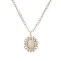 Cubic Zircon Micro Pave Brass Necklace with Shell plated & micro pave cubic zirconia & for woman Sold By PC