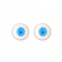 Evil Eye Earrings, Brass, gold color plated, for woman & enamel, more colors for choice, 9x9mm, Sold By Pair