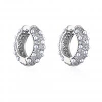 Brass Huggie Hoop Earring plated micro pave cubic zirconia & for woman & with plastic pearl Sold By Pair