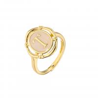 Brass Finger Ring gold color plated Adjustable & for woman & enamel gold Sold By PC