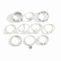 Zinc Alloy Ring Set platinum color plated 10 pieces & for woman nickel lead & cadmium free 17mm 18mm US Ring .5-8 Sold By Set