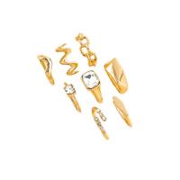 Cink Alloy Ring Set, Cink ötvözet, arany színű aranyozott, 8 darab & a nő & strasszos, nikkel, ólom és kadmium mentes, Méret:6.5-10.5, Által értékesített Set