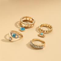 سبائك الزنك خاتم مجموعة, لون الذهب مطلي, 4 قطع & للمرأة & مينا & مع حجر الراين, النيكل والرصاص والكادميوم الحرة, حجم:6.5-9, تباع بواسطة تعيين