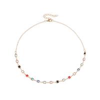 Zinc Alloy Jewelry Necklace with Glass Rhinestone with 1.96inch extender chain gold color plated fashion jewelry & for woman Length Approx 16 Inch Sold By PC