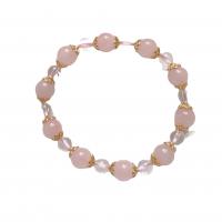 Bracelets quartz, quartz rose, avec quartz clair, Rond, Style coréen & pour femme, 8mm, 6mm, Longueur:Environ 6.5 pouce, Vendu par PC
