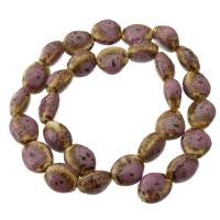 Perles bijoux en porcelaine, ellipse, DIY, rose, 13x12x8mm, 25PC/brin, Vendu par Environ 15 pouce brin