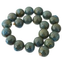 Perles bijoux en porcelaine, Rond, DIY, vert, 17x18x18mm, 21PC/brin, Vendu par Environ 14 pouce brin