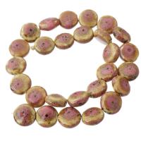 Porcelain Jewelry Beads, Flat Round, DIY, more colors for choice, 14x15x8mm, 27PCs/Strand, Sold Per Approx 25 Inch Strand