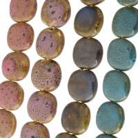 Porcelæn smykker perler, Flad Rund, du kan DIY, flere farver til valg, 27x30x9mm, 12pc'er/Strand, Solgt Per Ca. 13 inch Strand