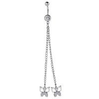 Zinc Alloy Belly Ring fashion jewelry & Unisex & with rhinestone nickel lead & cadmium free 110mm Sold By PC