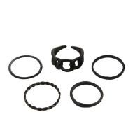 Cink Alloy Ring Set, Cink ötvözet, 5 darab & divat ékszerek & egynemű, fekete, nikkel, ólom és kadmium mentes, Által értékesített Set