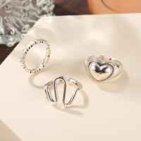 Zinc Alloy Ring Set with Plastic Pearl silver color plated fashion jewelry & Unisex nickel lead & cadmium free Sold By Set