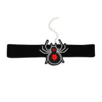 Fløjl Choker, Velour, med Klud, med 10cm extender kæde, Spider, mode smykker & for kvinde, sort, Længde 36 cm, Solgt af PC