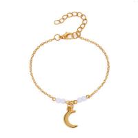 Tibetan Style Bracelet, with Plastic, with 5cm extender chain, Moon, gold color plated, fashion jewelry & for woman, golden, Length:18 cm, Sold By PC