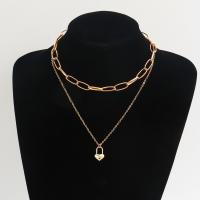 Multi Layer Necklace Zinc Alloy gold color plated Double Layer & fashion jewelry & for woman golden 20mm Length 37 cm Sold By PC