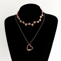 Multi Layer Necklace Zinc Alloy with Seedbead with 10cm extender chain gold color plated Double Layer & fashion jewelry & for woman & enamel 25mm Length 47 cm Sold By PC