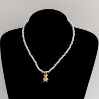Plastične biserna ogrlica, Cink Alloy, s ABS plastike biser, s 5cm Produžetak lanac, zlatna boja pozlaćen, modni nakit & za žene, zlatan, 25mm, Prodano Per 41 cm Strand