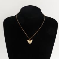 Plastové perlový náhrdelník, Zinek, s ABS plast pearl, s 5cm extender řetězce, Motýl, barva pozlacený, módní šperky & pro ženy, zlatý, 20mm, Délka 39 cm, Prodáno By PC
