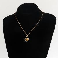 Tibetan Style Jewelry Necklace, with Resin, with 5cm extender chain, gold color plated, fashion jewelry & for woman & with rhinestone, more colors for choice, 25mm, Length:40 cm, Sold By PC