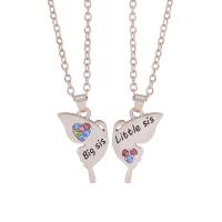 Couple Necklace Zinc Alloy with 5 extender chain Butterfly plated fashion jewelry Length 45 cm Sold By PC