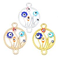 Evil Eye Connector, Tibetan Style, Round, plated, Unisex & enamel & 1/1 loop & hollow, more colors for choice, nickel, lead & cadmium free, 25x17mm, Approx 100PCs/Bag, Sold By Bag