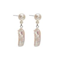Freshwater Pearl Earrings, for woman, white, 8.60x38mm, Sold By Pair