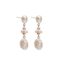 Boucles d'oreilles en perles d'eau douce, perle d'eau douce cultivée, pour femme, blanc, 10.50x43mm, Vendu par paire