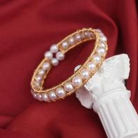 Bracelet en perles de culture d'eau douce, perle d'eau douce cultivée, avec laiton, Rond, Placage de couleur d'or, Vintage & Réglable & pour femme, plus de couleurs à choisir, Diamètre intérieur:Environ 58mm, Vendu par PC