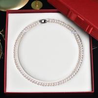Freshwater Pearl Brass Necklace with Brass Round platinum plated & for woman Length Approx 45 cm Sold By PC