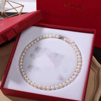 Natural Freshwater Pearl Necklace, Round, for woman, white, 9-10mm, Length:Approx 45 cm, Sold By PC