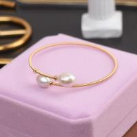 Freshwater Cultured Pearl Bracelet Freshwater Pearl with Brass gold color plated vintage & Adjustable & for woman 9mm Inner Approx 58mm Sold By PC