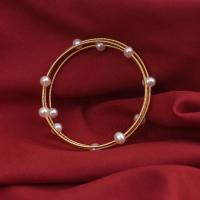 Freshwater Cultured Pearl Bracelet Freshwater Pearl with Brass gold color plated vintage & Adjustable & for woman 6-7mm Inner Approx 58mm Sold By PC