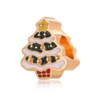Vánoční korálky European, Zinek, Vánoční strom, barva pozlacený, Vánoční design & DIY & smalt, multi-barevný, nikl, olovo a kadmium zdarma, 10-15mm, Prodáno By PC