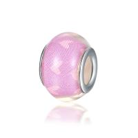 Resin Large Hole Bead, Flat Round, DIY, pink, 10-15mm, Sold By PC