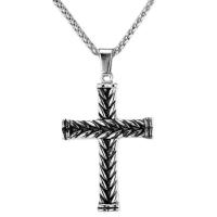 Zinc Alloy Jewelry Necklace with 304 Stainless Steel Chain Cross silver color plated for man silver color nickel lead & cadmium free Length 23.62 Inch Sold By PC
