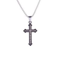 Zinc Alloy Jewelry Necklace with 304 Stainless Steel Chain Cross plated Unisex & with rhinestone nickel lead & cadmium free Length 27.56 Inch Sold By PC