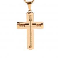 Titanstahl Halskette, Kreuz, plattiert, verschiedene Stile für Wahl & für den Menschen, keine, 40x74mm, Länge 23.62 ZollInch, verkauft von PC