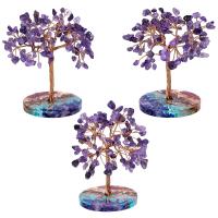 Rich Tree Decoration, Gemstone, with brass wire & Resin, gold color plated, different materials for choice, more colors for choice, 100-117mmx63-89mm, Sold By PC