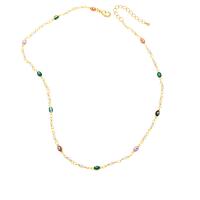 Brass Necklace with 2 extender chain Evil Eye 18K gold plated & for woman & enamel mixed colors nickel lead & cadmium free Length 17.7 Inch Sold By PC