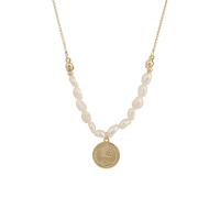 Freshwater Pearl Brass Necklace, with Freshwater Pearl, with 1.97inch extender chain, gold color plated, fashion jewelry & for woman, golden, nickel, lead & cadmium free, 15mm, Sold Per Approx 16.54 Inch Strand