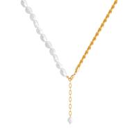 Freshwater Pearl Brass Necklace, with Freshwater Pearl, with 3.15inch extender chain, gold color plated, fashion jewelry & for woman, golden, nickel, lead & cadmium free, Sold Per Approx 16.54 Inch Strand