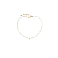 Freshwater Pearl Brass Necklace with Freshwater Pearl with 2.76inch extender chain fashion jewelry & for woman golden nickel lead & cadmium free 2mm Sold Per Approx 13.39 Inch Strand