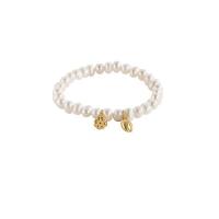 Freshwater Kulturperler Pearl Bracelet, Ferskvandsperle, med Messing, mode smykker & for kvinde, gylden, Indvendig diameter:Ca. 50mm, Solgt af Strand