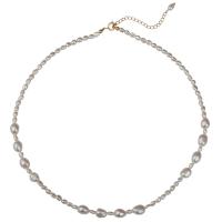 Freshwater Pearl Brass Necklace, with Brass, with 1.97inch extender chain, fashion jewelry & for woman, 2.5-3.5mm,6-7mm, Sold Per Approx 16.54 Inch Strand