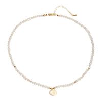 Freshwater Pearl Brass Chain Necklace, Pérolas de água doce, with concha & cobre, joias de moda & para mulher, vendido para Aprox 15.75 inchaltura Strand