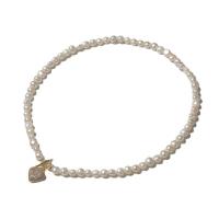 Freshwater Pearl Brass Chain Necklace, Pérolas de água doce, with cobre, Coração, joias de moda & para mulher, 5-7mm, vendido para Aprox 16.54 inchaltura Strand
